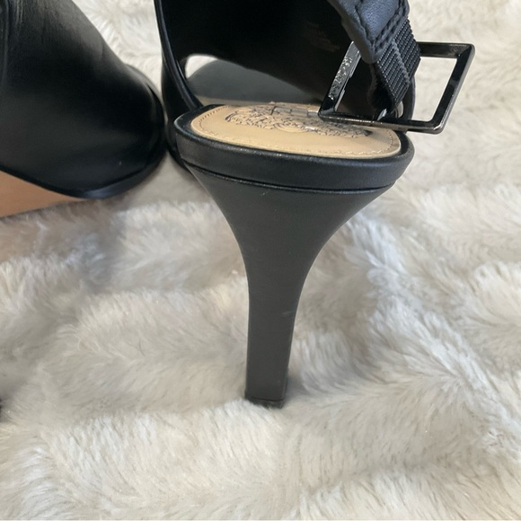 Vince Camuto Black‎ Leather Peep Toe Sling Back Size 9.5 - Picture 7 of 7
